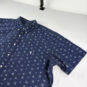 Polo Ralph Lauren Shirt Mens 3XB Big Blue Nautical Sailboat AOP Button Up Camp